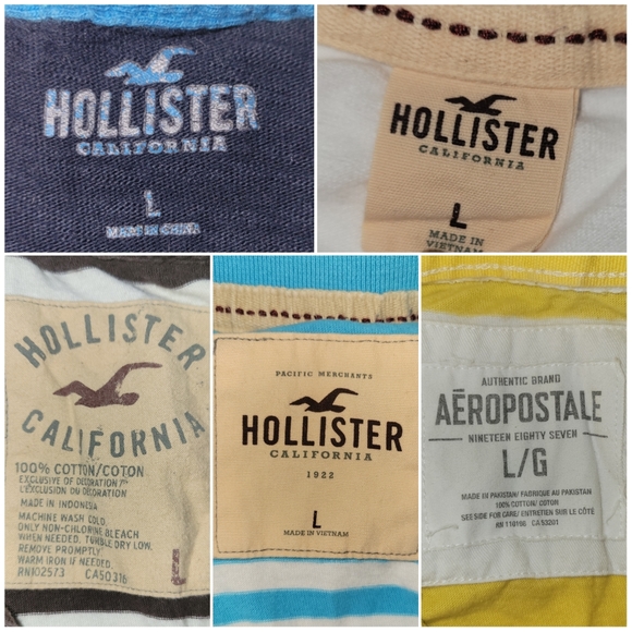Hollister 5Pc Shirt Bundle Value Pack Short Sleeve TShirts/Polos Mens Size Large - Picture 14 of 14